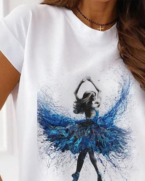 Manches courtes à imprimé ballet d'encre