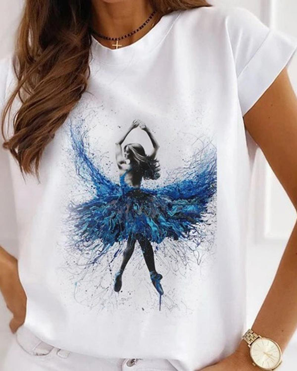 Manches courtes à imprimé ballet d'encre