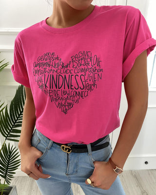 T-shirt à manches courtes imprimé lettre coeur