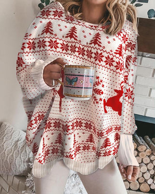 Chandail duveteux à manches lanterne à motif de Noël