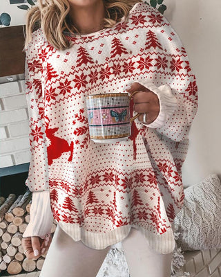 Chandail duveteux à manches lanterne à motif de Noël