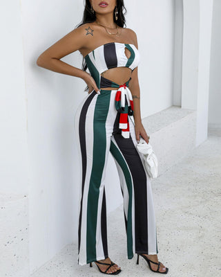 Combinaison bandeau rayée à découpes color block