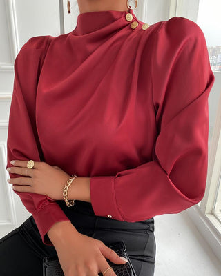 Haut à manches longues froncé à décor de boutons