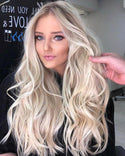 22 pouces de long ondulé blond clair Ombre perruques de cheveux partie moyenne perruque synthétique naturelle
