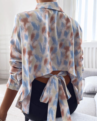 Chemise à boutons et imprimé tie-dye color-block