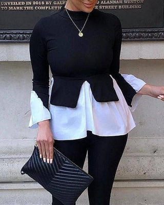 Haut à manches longues contrasté superposé