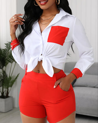 Ensemble haut et short couleur contrastée