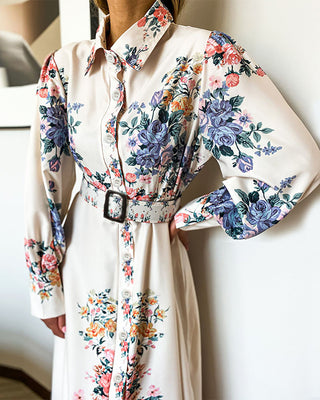 Robe longue à boutons et imprimé floral