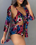 Bikini noué à imprimé floral avec cache