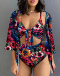 Bikini noué à imprimé floral avec cache