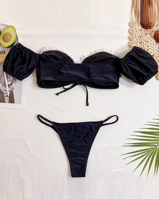 Ensemble de bikini froncé à épaules dénudées