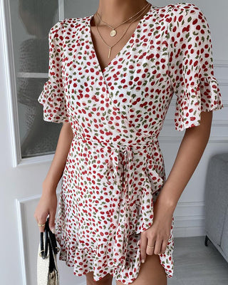 Robe Ditsy à imprimé floral à volants et ourlet
