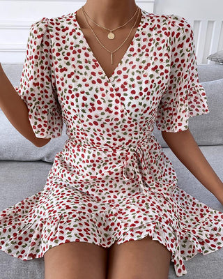 Robe Ditsy à imprimé floral à volants et ourlet