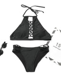 Ensembles de bikini à licou évasés unis (2PCS