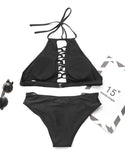 Ensembles de bikini à licou évasés unis (2PCS