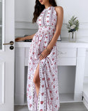 Robe longue sans manches à imprimé floral