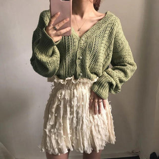 Gilet Crochet Bohème - Vert / Unique