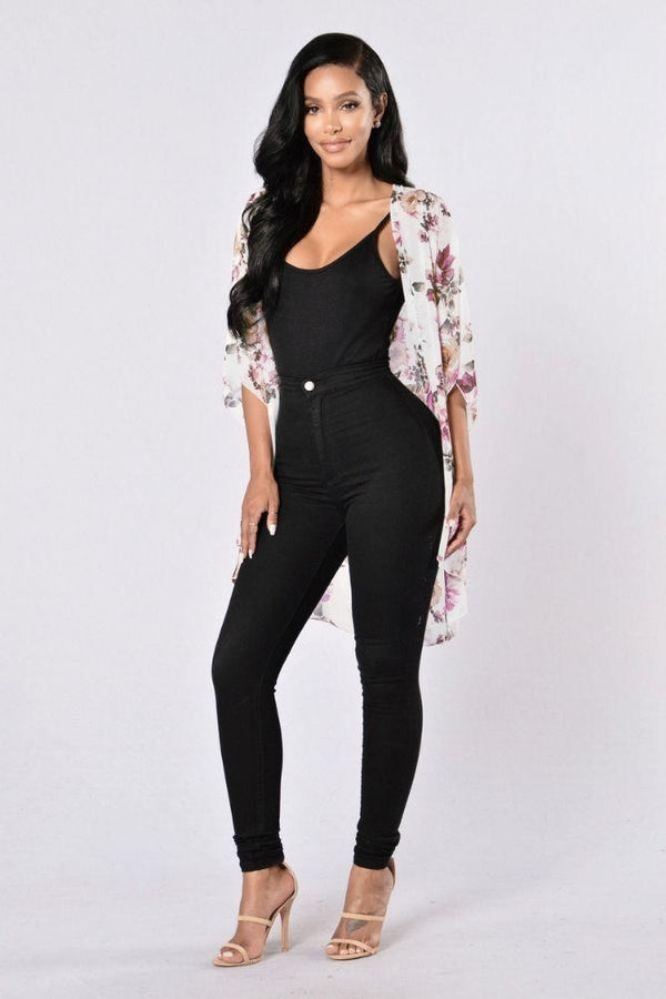 Kimono Bohème Court Fleuri