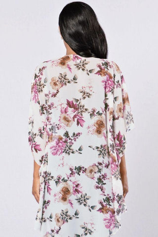 Kimono Bohème Court Fleuri - S