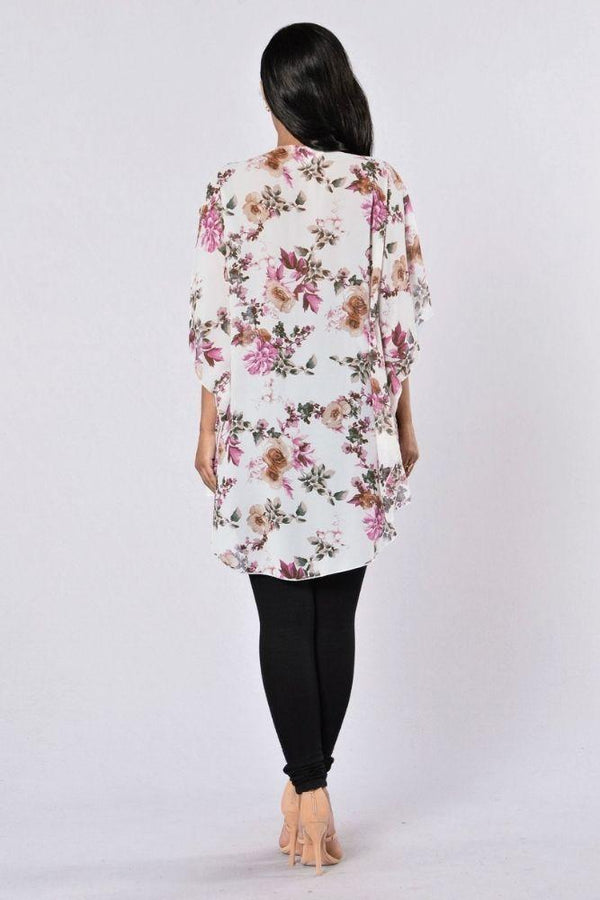Kimono Bohème Court Fleuri