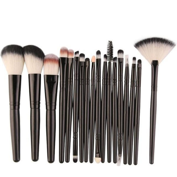 Ensemble de pinceaux professionnels 18Pcs yeux / visage 123maquillage Noir 