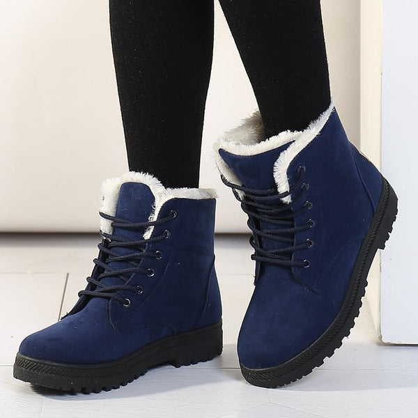 Bottines Unies à Fourrure