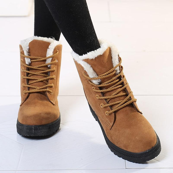 Bottines Unies à Fourrure