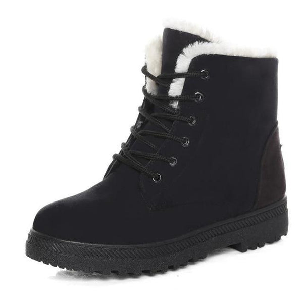 Bottines Unies à Fourrure