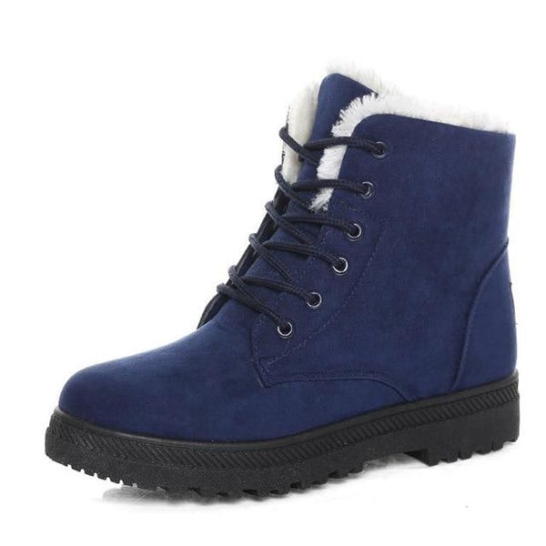 Bottines Unies à Fourrure