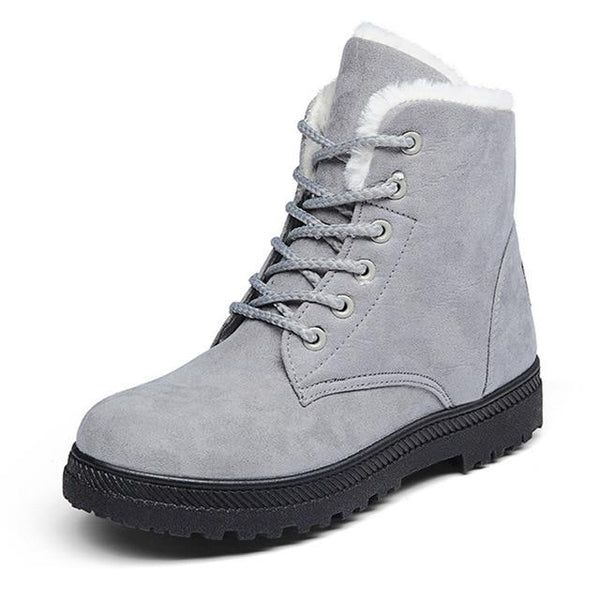 Bottines Unies à Fourrure