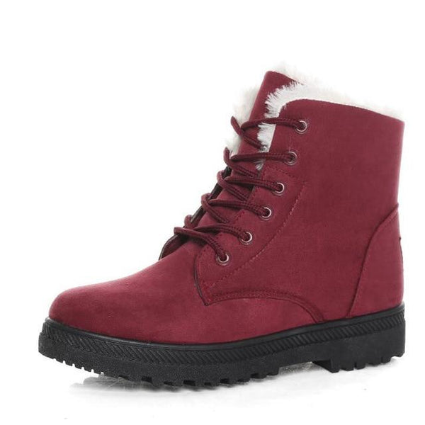 Bottines Unies à Fourrure