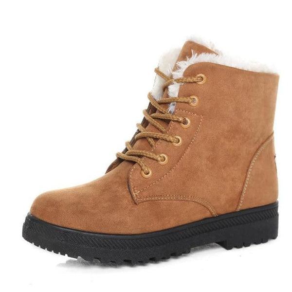 Bottines Unies à Fourrure