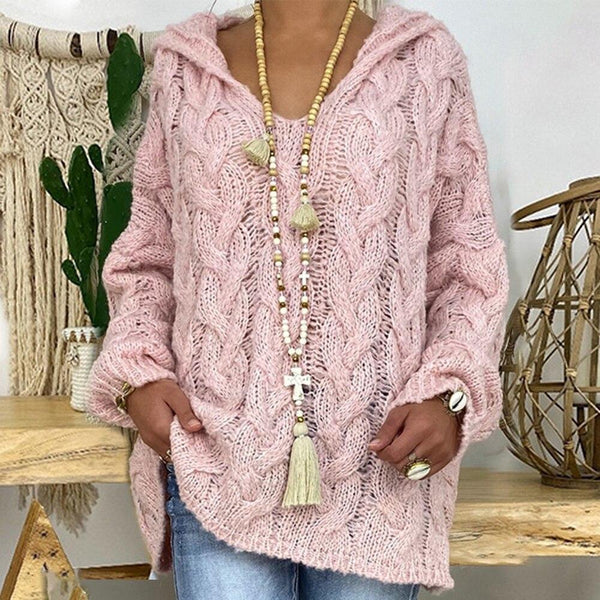 Pull à Capuche Uni Tricoté