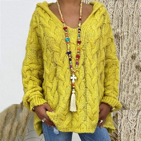 Pull à Capuche Uni Tricoté