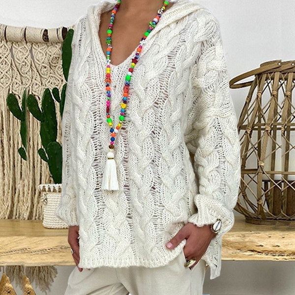 Pull à Capuche Uni Tricoté