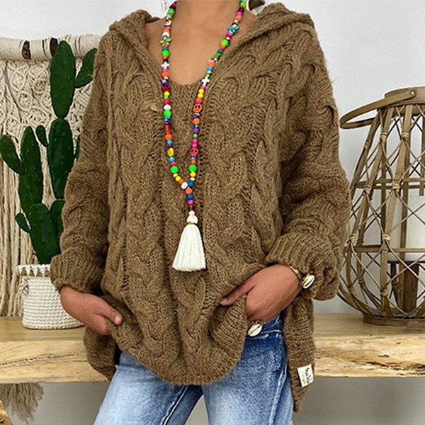 Pull à Capuche Uni Tricoté