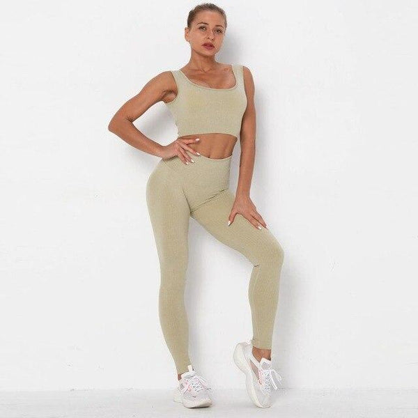 Ensemble de Fitness Leggings Push Up + Brassiere NON TRANSPARENT