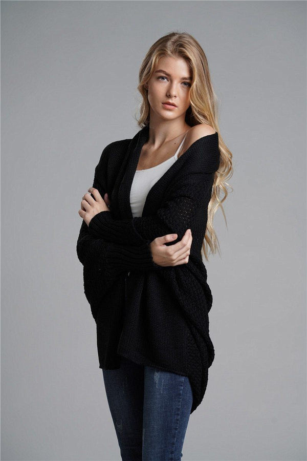 Cardigan Uni à Manches Chauve-Souris