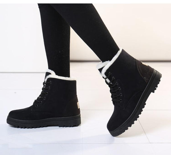 Bottines Unies à Fourrure