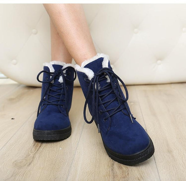 Bottines Unies à Fourrure