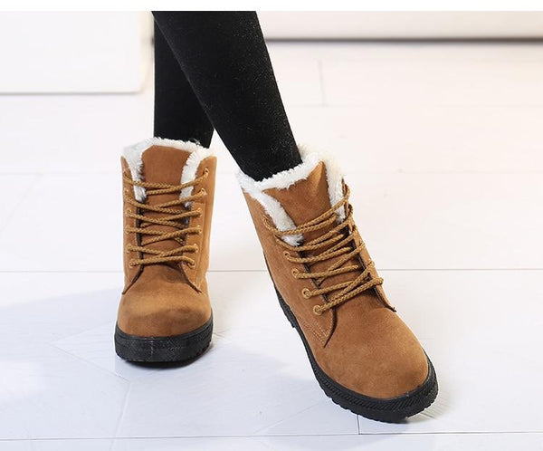 Bottines Unies à Fourrure