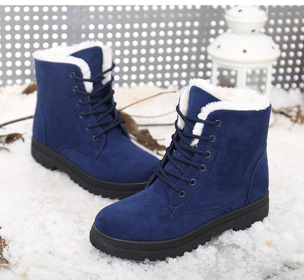 Bottines Unies à Fourrure
