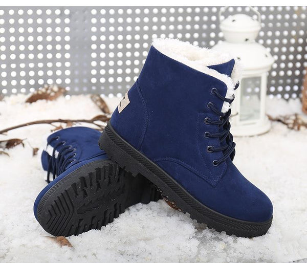 Bottines Unies à Fourrure