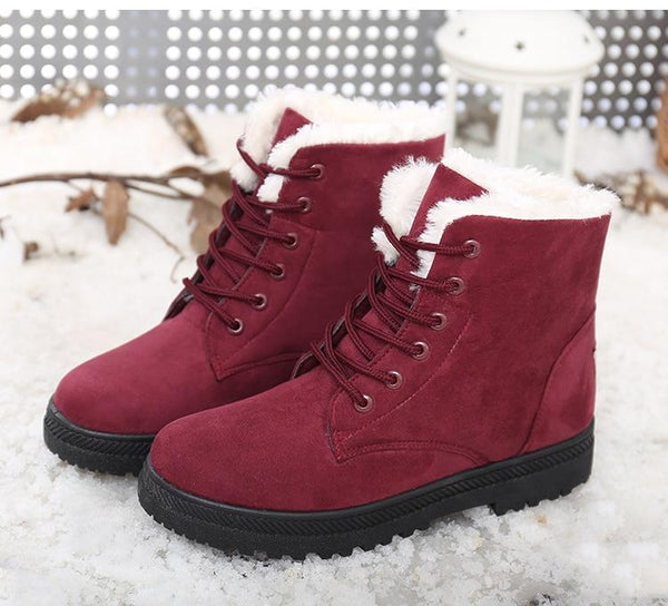 Bottines Unies à Fourrure