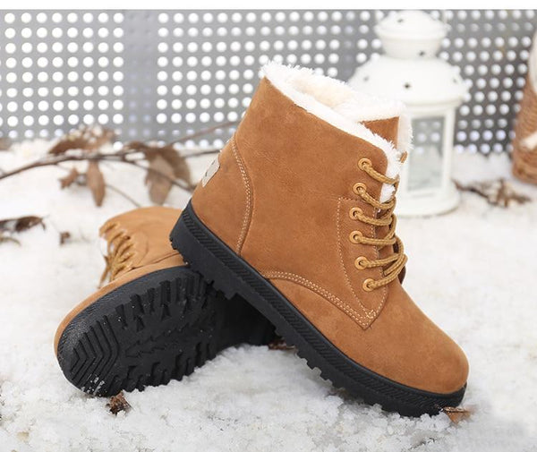 Bottines Unies à Fourrure