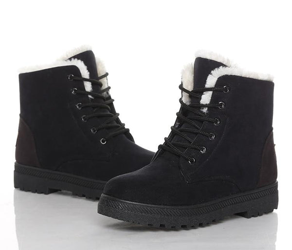 Bottines Unies à Fourrure
