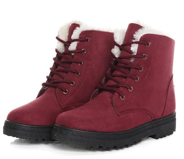 Bottines Unies à Fourrure