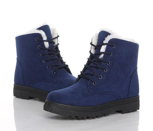 Bottines Unies à Fourrure