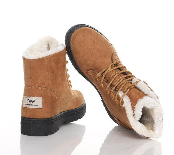 Bottines Unies à Fourrure