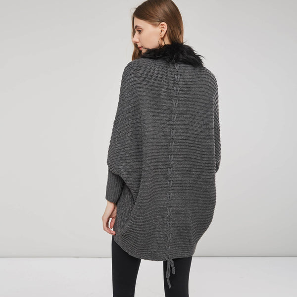 Cardigan Torsadé à Fourrure